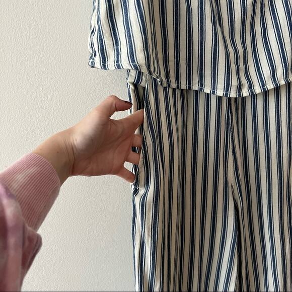 Madewell White & Blue Striped Cold-Shoulder Jumpsuit - Picture 4 of 6